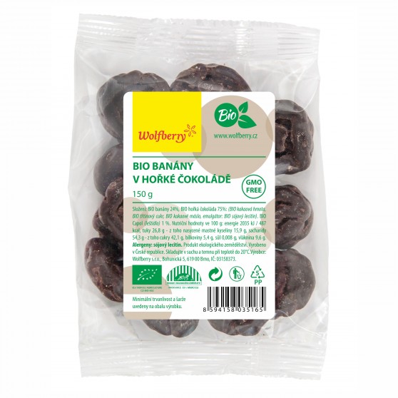 Banány v horkej čokoláde BIO 150 g Wolfberry